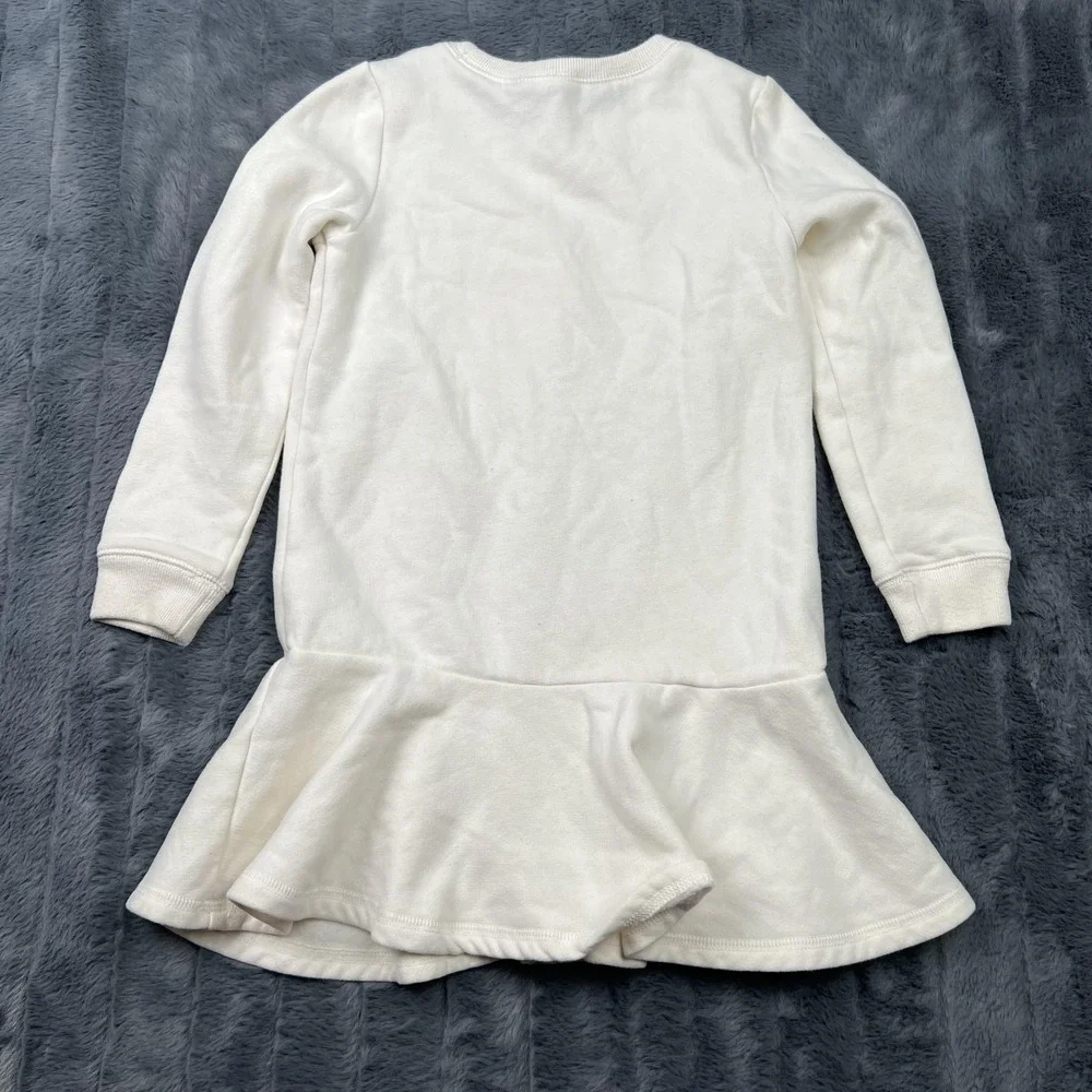 Polo Ralph Lauren Sweater Dress Girls 5 White Polo Bear Ruffle Fleece Tunic